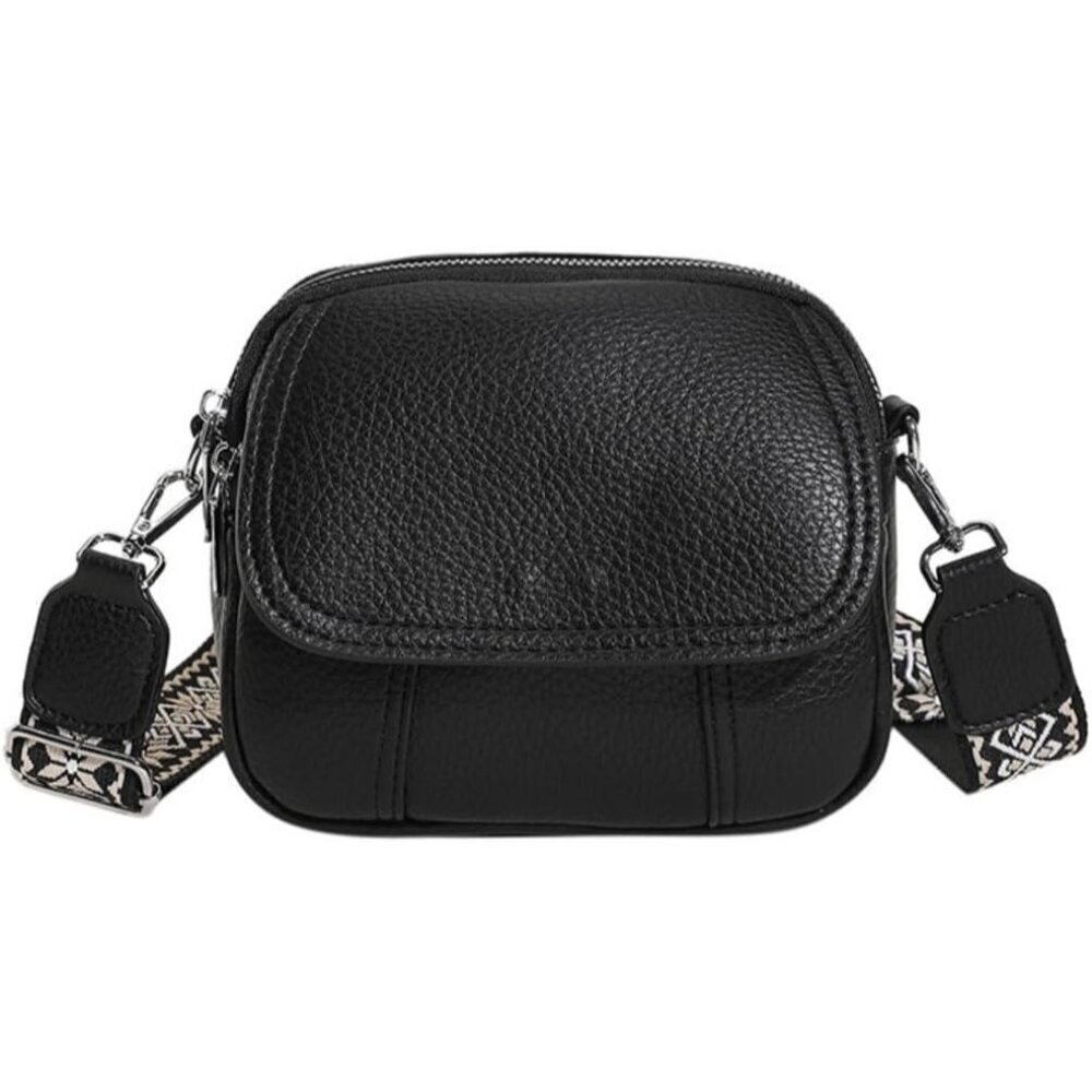 Women Small Vegan Leather Crossbody Bag Lightweight Multiple Pockets
